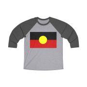 Unisex Tri-Blend Raglan Tee with Aboriginal Flag Design – Comfortable & Stylish