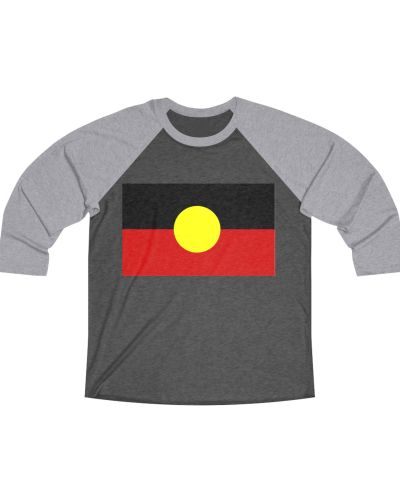 Unisex Tri-Blend Raglan Tee with Aboriginal Flag Design – Comfortable & Stylish
