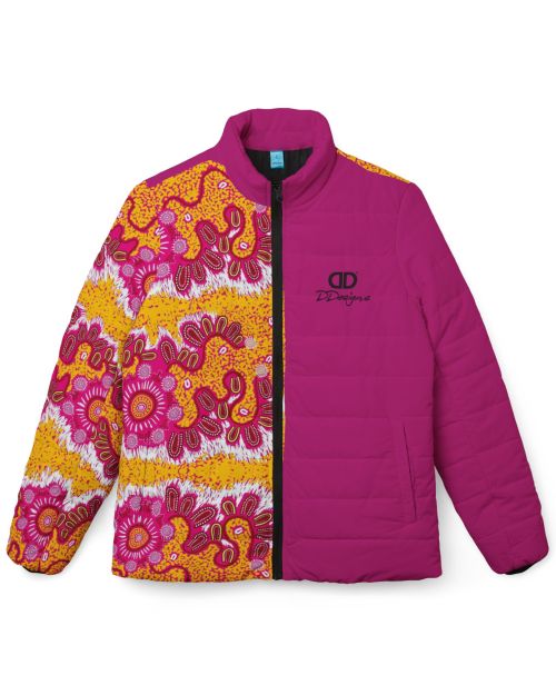 Colorful Women’s Puffer Jacket – Vibrant Floral Design, Winter Outerwear, Cozy Layer, Stylish Gift, Unique Jacket