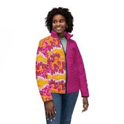 Colorful Women’s Puffer Jacket – Vibrant Floral Design, Winter Outerwear, Cozy Layer, Stylish Gift, Unique Jacket