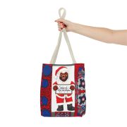 Merry Christmas Santa Tote Bag – Festive Red & Blue Holiday Shopper