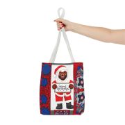 Merry Christmas Santa Tote Bag – Festive Red & Blue Holiday Shopper
