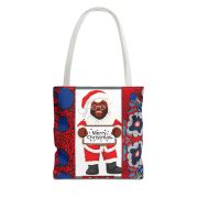 Merry Christmas Santa Tote Bag – Festive Red & Blue Holiday Shopper