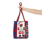Merry Christmas Santa Tote Bag – Festive Red & Blue Holiday Shopper