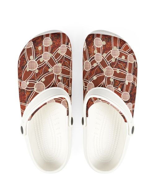 EVA Clogs with Aboriginal Dot Art Pattern — Unisex Foam Slip-On Shoes
