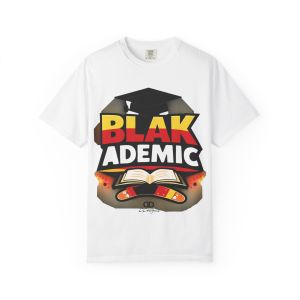 Blakademic Graduation T-Shirt — Black Excellence Graduation Cap & Book Design