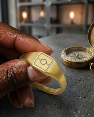 Square Engraved Signet Ring — Personalized Stainless Steel